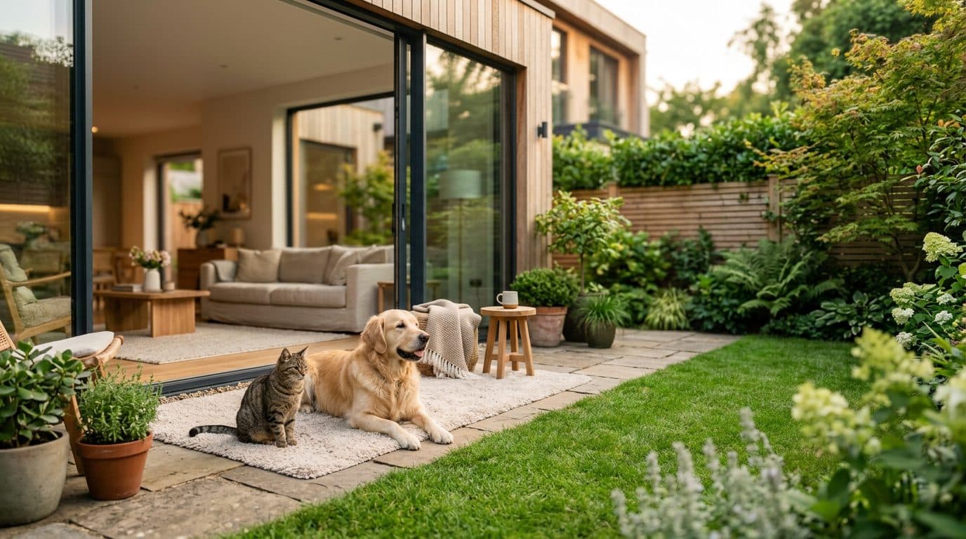 A fenced garden ready to host pets for the day